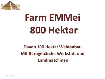 100 ha Weinanbau, Bürogebäude, Werkstatt und Landmaschinen